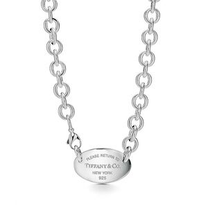 TIFFANY oval tag necklace silver return to Tiffany